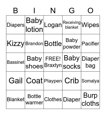 BRAXTYN Bingo Card
