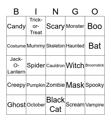 Happy Halloween! Bingo Card
