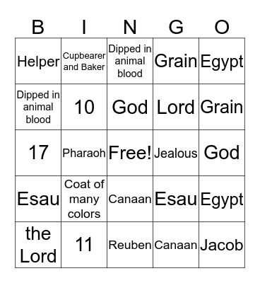 Joseph's Bingo Card
