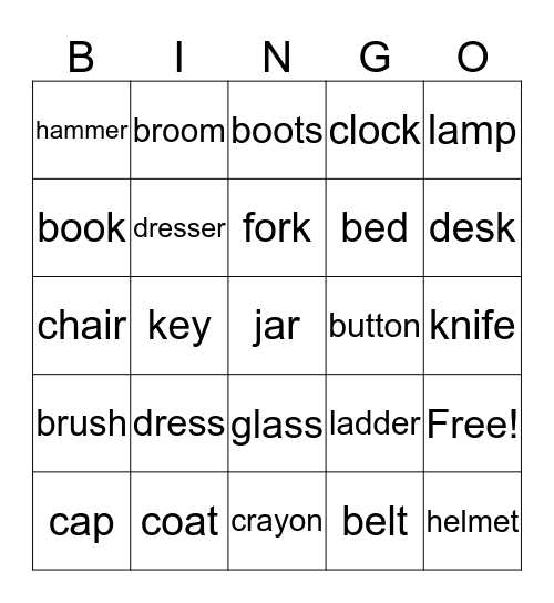 Vocabulary 1 Bingo Card