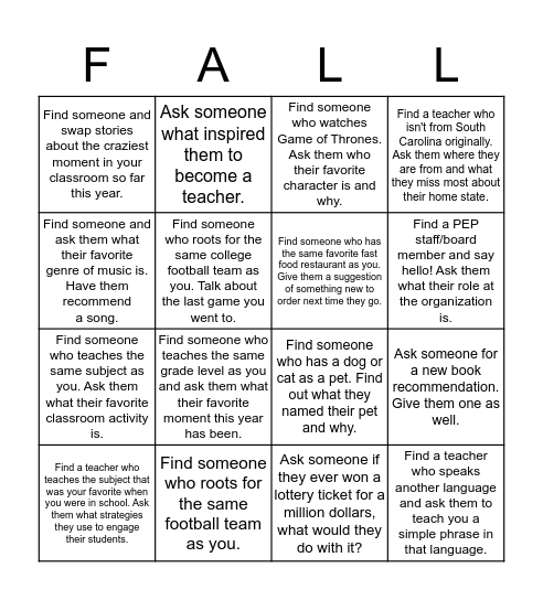 Conversation Bingo  (Have your partner initial the box once you're done!) Bingo Card