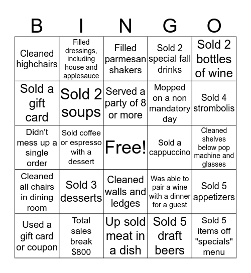 Server Bingo! Bingo Card