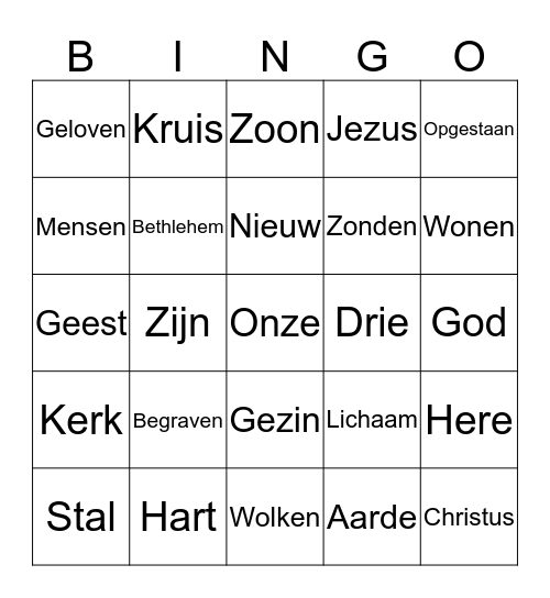 Geloofsbingo Card