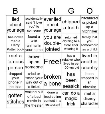 GET TO KNOW YOU BINGO Card