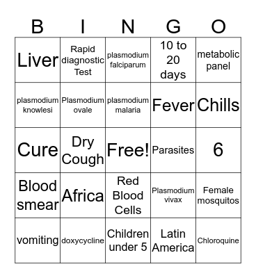 MALARIA Bingo Card