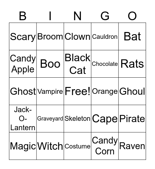 Halloween Bingo Card