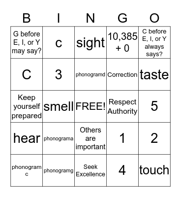 1st Trimester Bingo Card