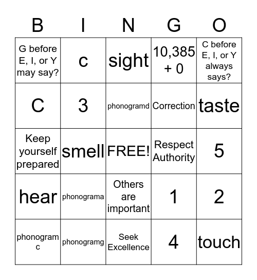 1st Trimester Bingo Card