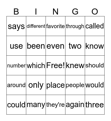 3rd Grade Need2Know Bingo Card