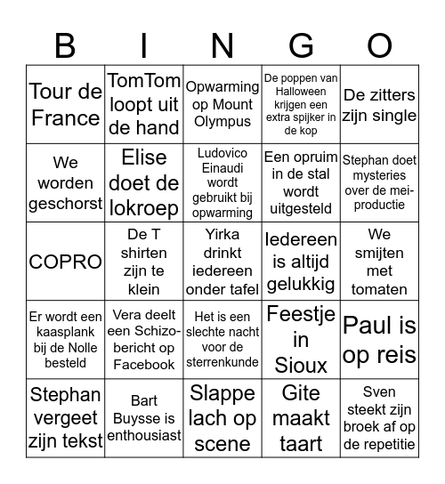Bingo op z'n Schizo's Bingo Card
