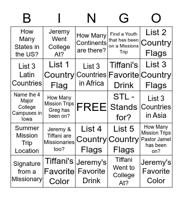 Beyond Borders - Mission's Convention Bingo Card