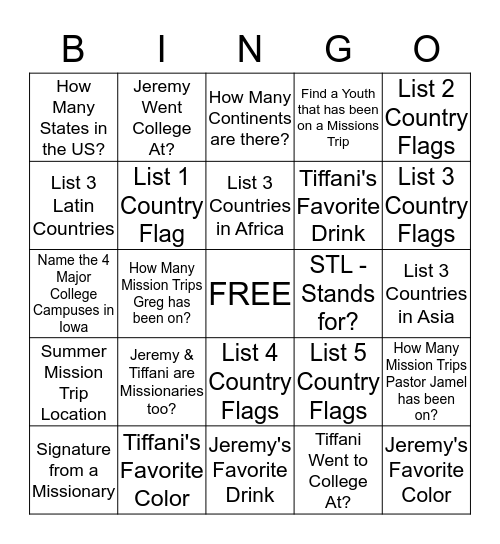 Beyond Borders - Mission's Convention Bingo Card