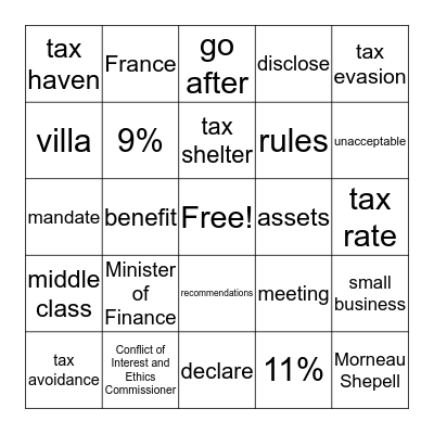 Conflict of Interest Bingo Card