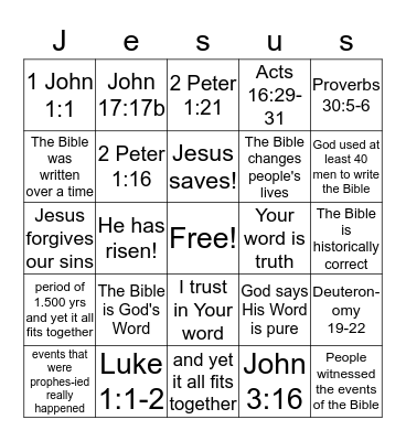 We know the Bible is true because... Bingo Card