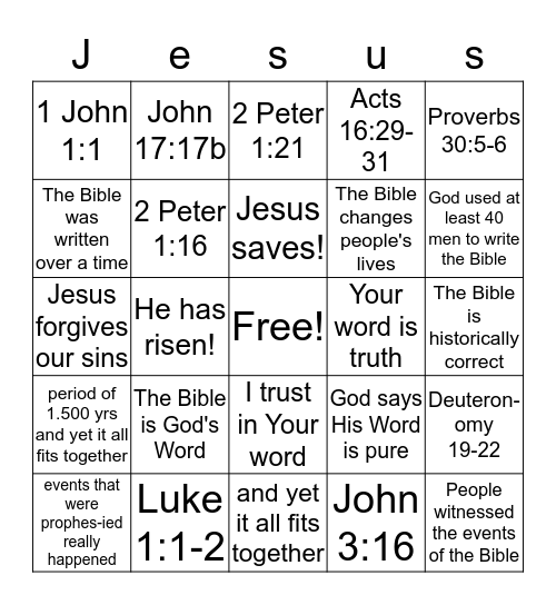 We know the Bible is true because... Bingo Card