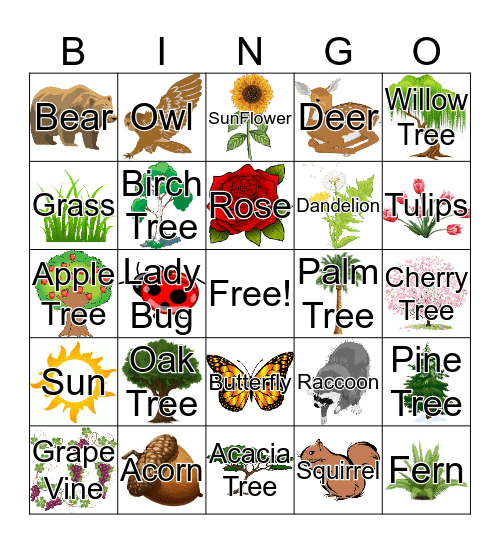 nature bingo board
