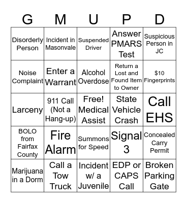 Incident Bingo Card