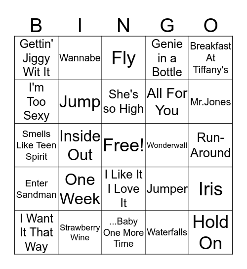 90's Singo Bingo  Bingo Card