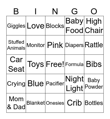 Baby Bingo Card