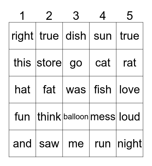 Cats Are Fun Bingo Card