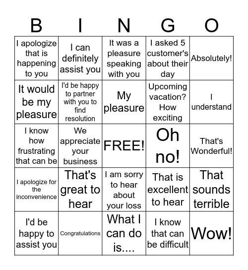 Untitled Bingo Card