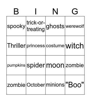 Halloween Bingo Card