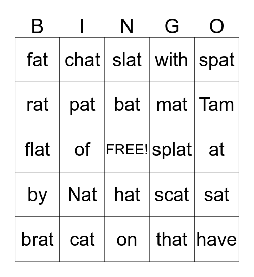 -at Family  Bingo Card