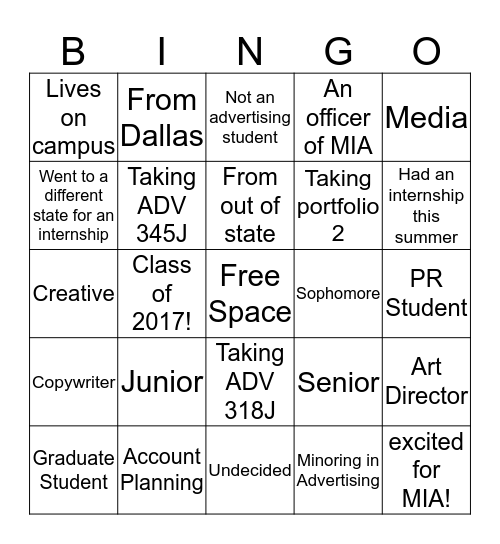 Minorities in Advertising Bingo Card