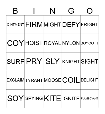 FLI - 20/10 BINGO Card