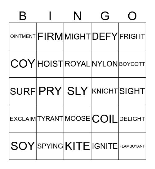 FLI - 20/10 BINGO Card