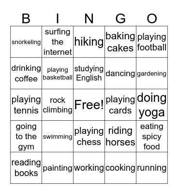 Do you like...? Bingo Card
