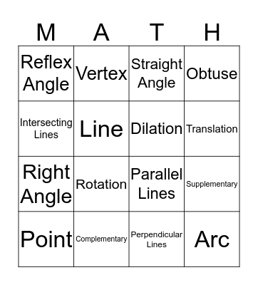 Geometry Vocab Bingo Card