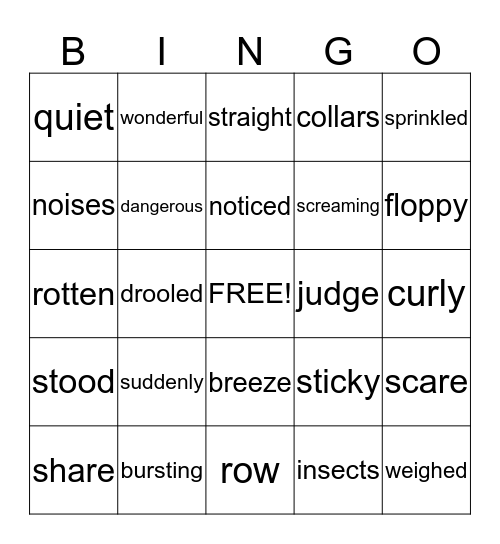Grade 2 Unit 1 Vocab Bingo Card