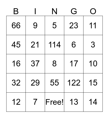 Congruent Shapes Bingo Card