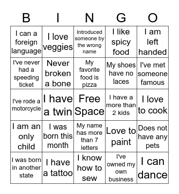 Mommy Bingo! Bingo Card