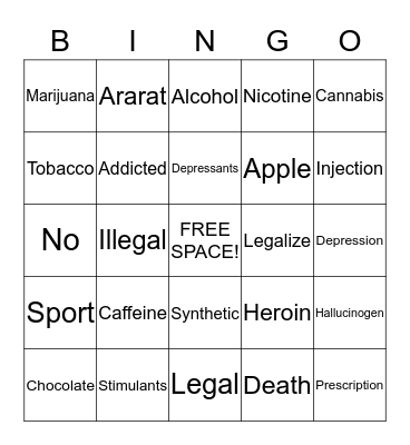 Drugs Bingo Card