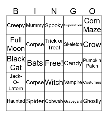 Halloween Bingo Card