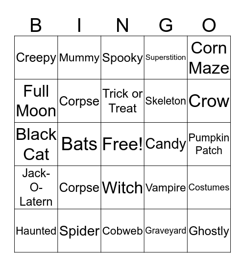 Halloween Bingo Card