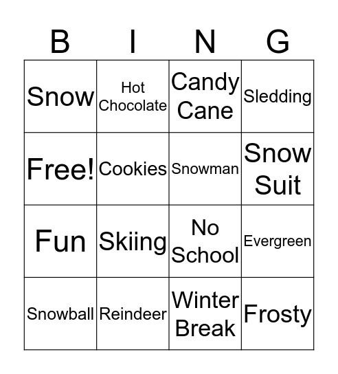 Winter Bingo  Bingo Card