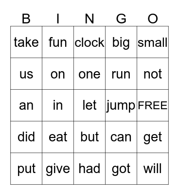 Grade 1 Unit 2 HFW2 Bingo Card