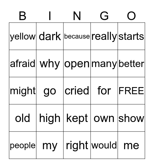 Grade 2 Unit 2 HFW2 Bingo Card