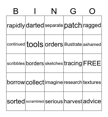 Grade 3 Unit 2 Vocab Bingo Card