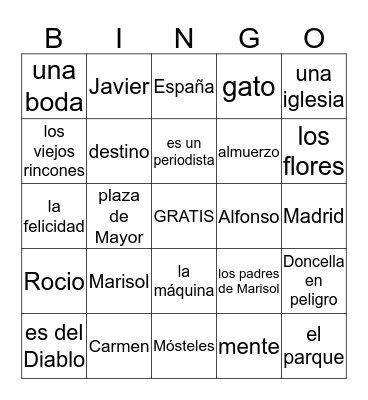 Ladrón de la Mente Bingo Card