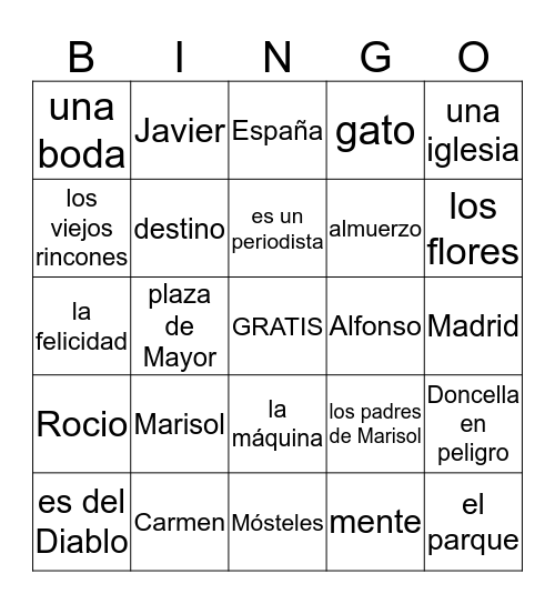 Ladrón de la Mente Bingo Card