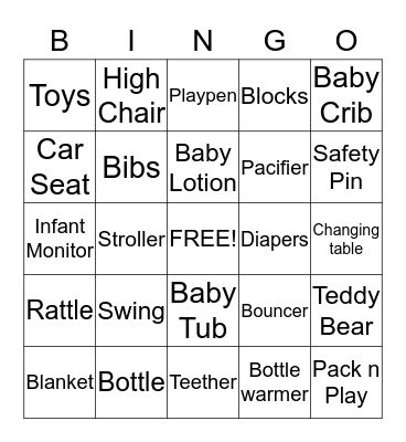 BABY BINGO  Bingo Card