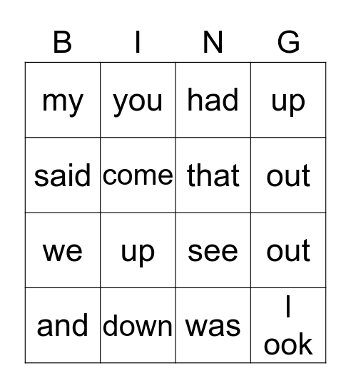 SPELLING WORDS Bingo Card