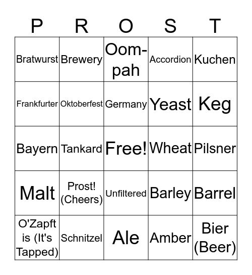 OKTOBERFEST Bingo Card