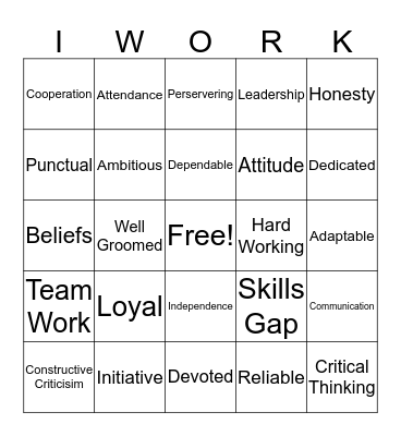 IWork Bingo Card