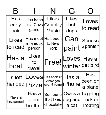 Amerigas People Search  Bingo Card