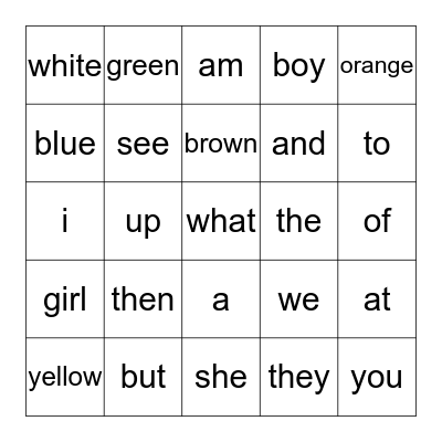 Jaydon Sight Words Bingo Card